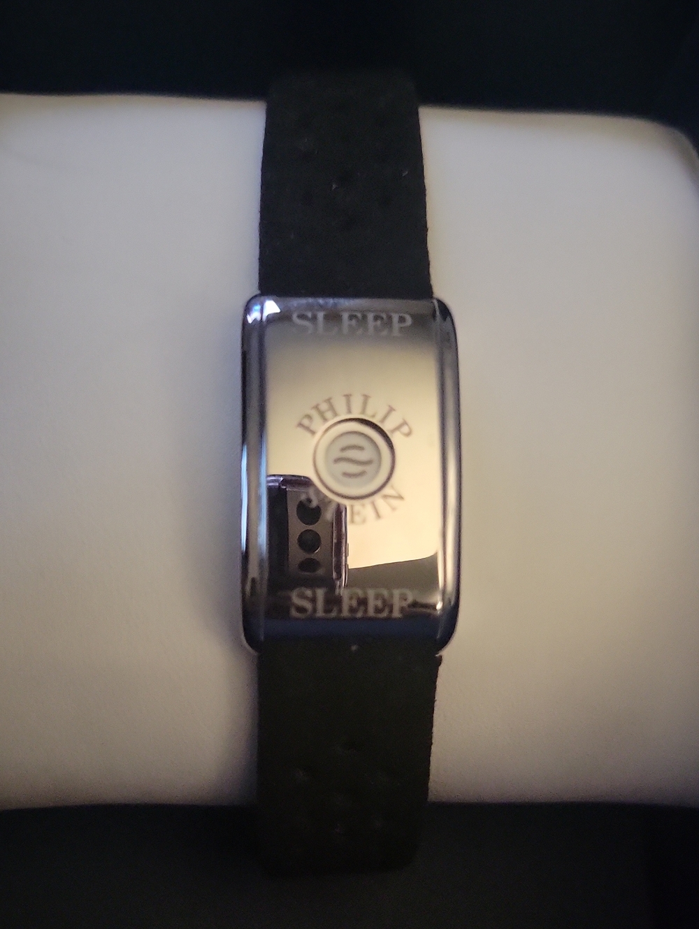 Philip Stein Sleep Tracker Wristband - Black Strap with Silver Module
